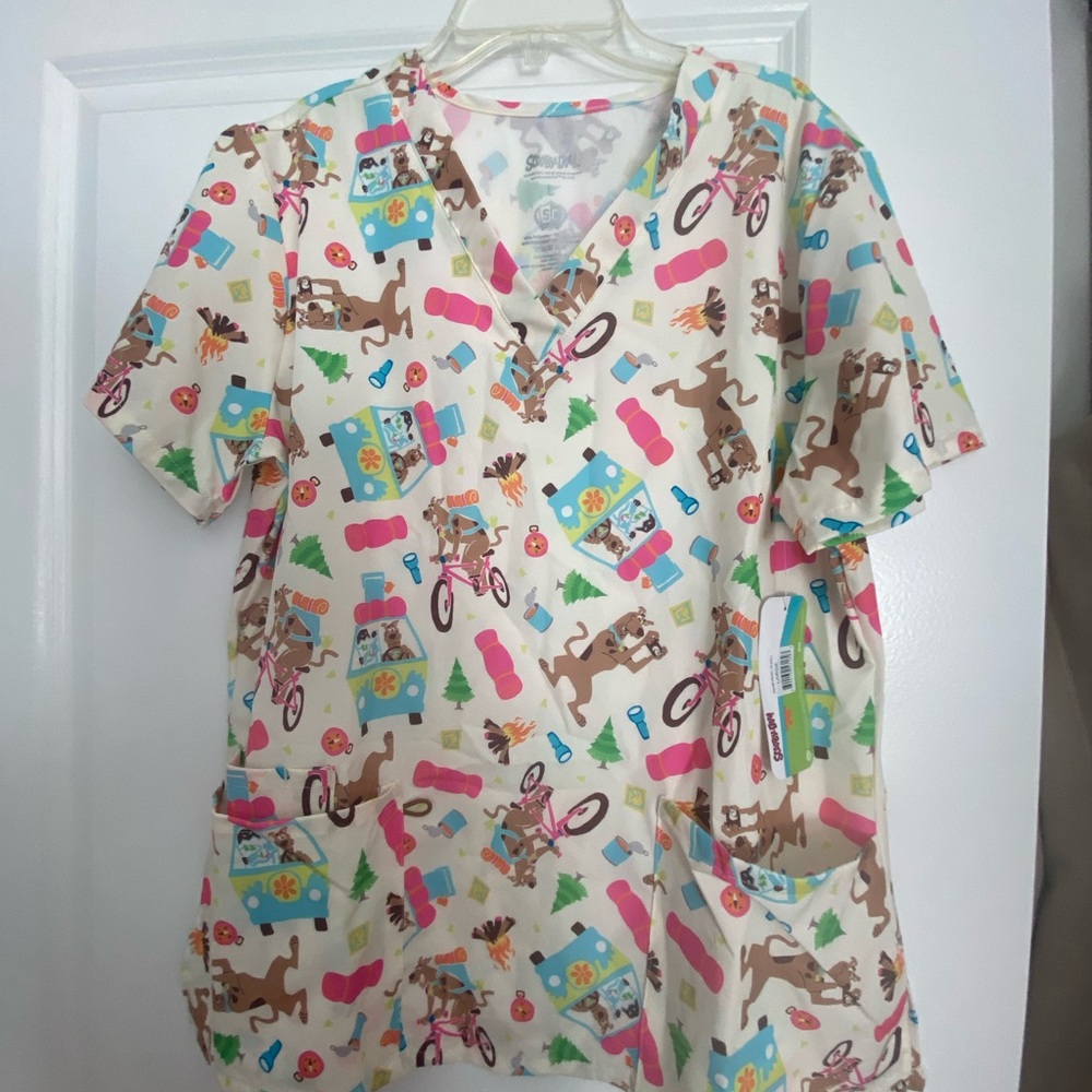 Colorful Printed Scrub Top